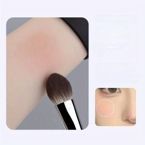 Peekingoose - Peach Heart Blush & Powder Brush Set - Hypoallergenic Nylon Bristles, Wooden Handle, Perfect For All Skin Types - Choose 1 Or 3 Pcs