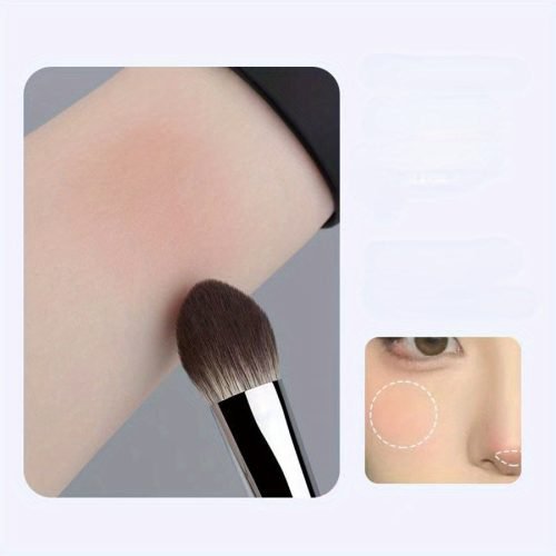 Peekingoose - Peach Heart Blush & Powder Brush Set - Hypoallergenic Nylon Bristles, Wooden Handle, Perfect For All Skin Types - Choose 1 Or 3 Pcs