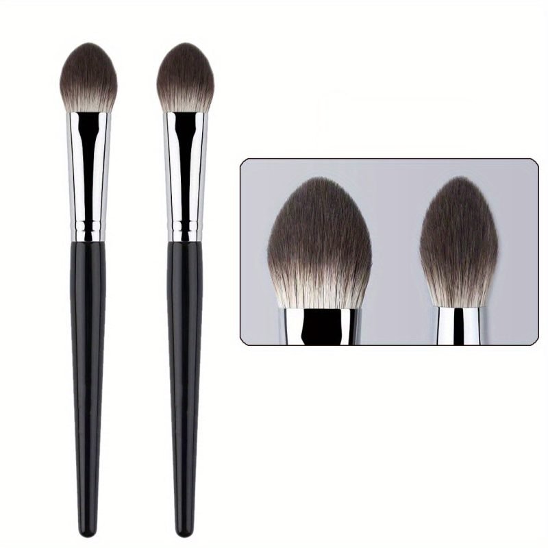 Peekingoose - Peach Heart Blush & Powder Brush Set - Hypoallergenic Nylon Bristles, Wooden Handle, Perfect For All Skin Types - Choose 1 Or 3 Pcs