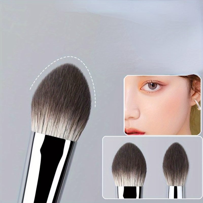 Peekingoose - Peach Heart Blush & Powder Brush Set - Hypoallergenic Nylon Bristles, Wooden Handle, Perfect For All Skin Types - Choose 1 Or 3 Pcs