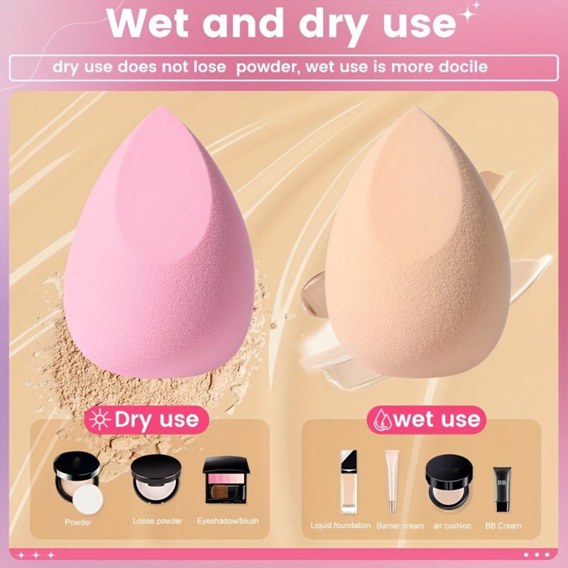 Peekingoose - Premium Pink Makeup Sponges - 8pcs for Flawless Blending